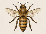 Vintage illustration of a queen honey bee
