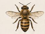 Vintage illustration of a worker honey bee