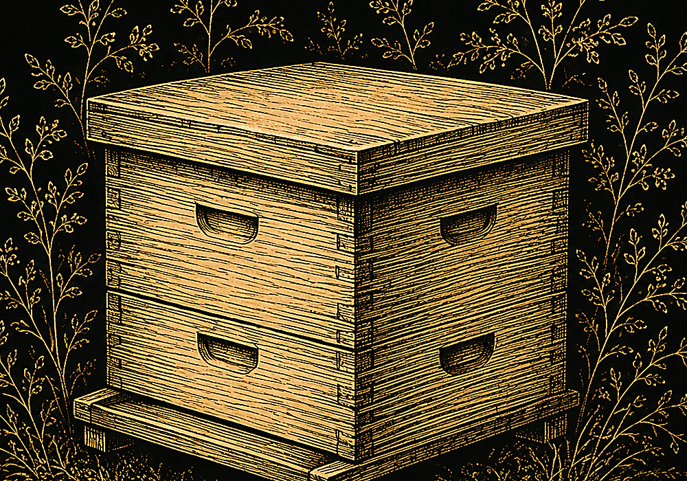 Illustrated beehive representing the Golden Harbour colony