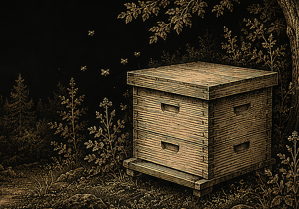 Illustrated beehive representing the Logwood colony